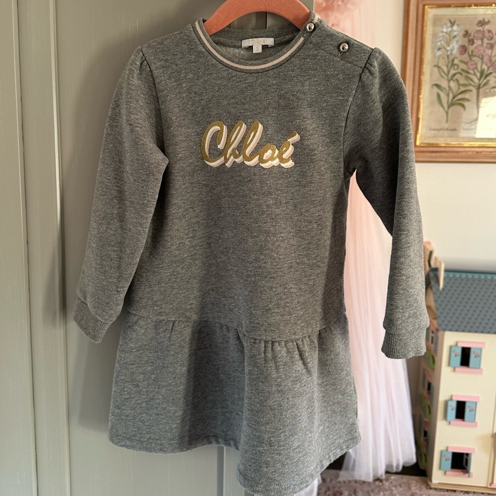Chloe Kids long sleeve logo print dress